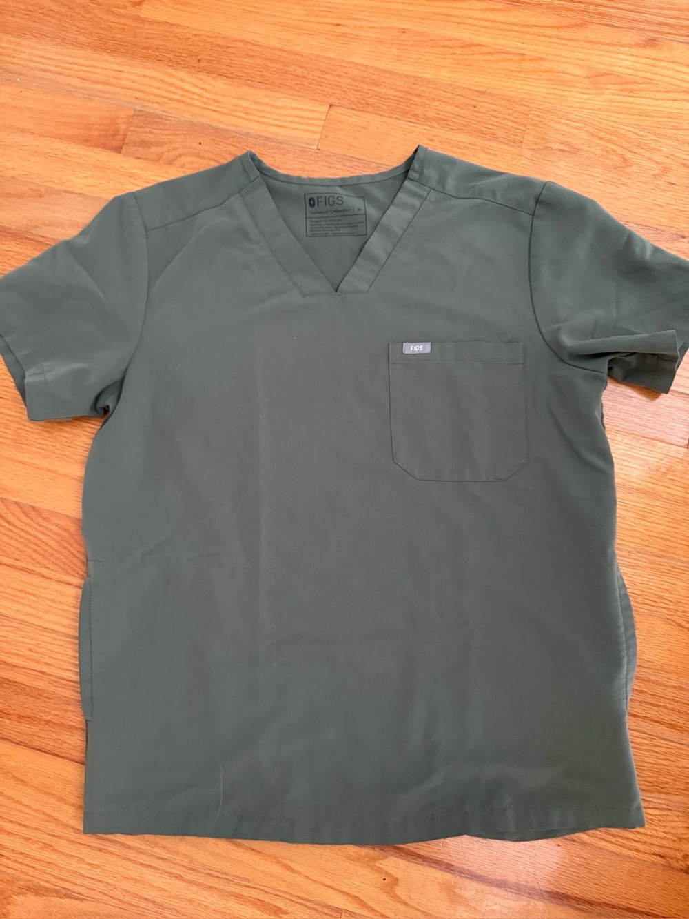 FIGS Men's Olive Green V-Neck Scrub Shirt